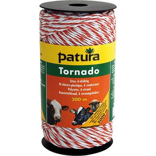 PATURA Tornado Litze, 200 m Rolle, weiß-orange
