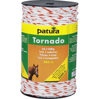 PATURA Tornado Seil, 200 m Rolle, weiß-orange