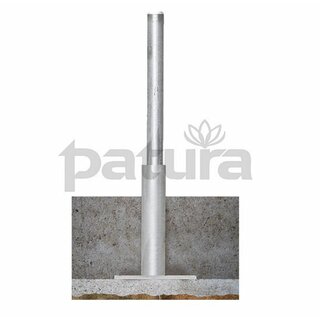PATURA Pfosten d=102 mm, L=1,85 m 
Wandstärke 6 mm, Bodenplatte 200x200 mm
 für Sauberkeitsschicht